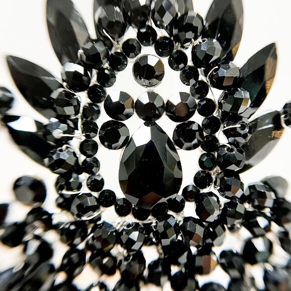 Luxury Silver Crown, Royal Gothic Crown, Black Crystal Crown, Beaded XL Crown main image 5